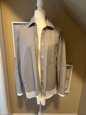 Vince Striped Shirt in Grey and White